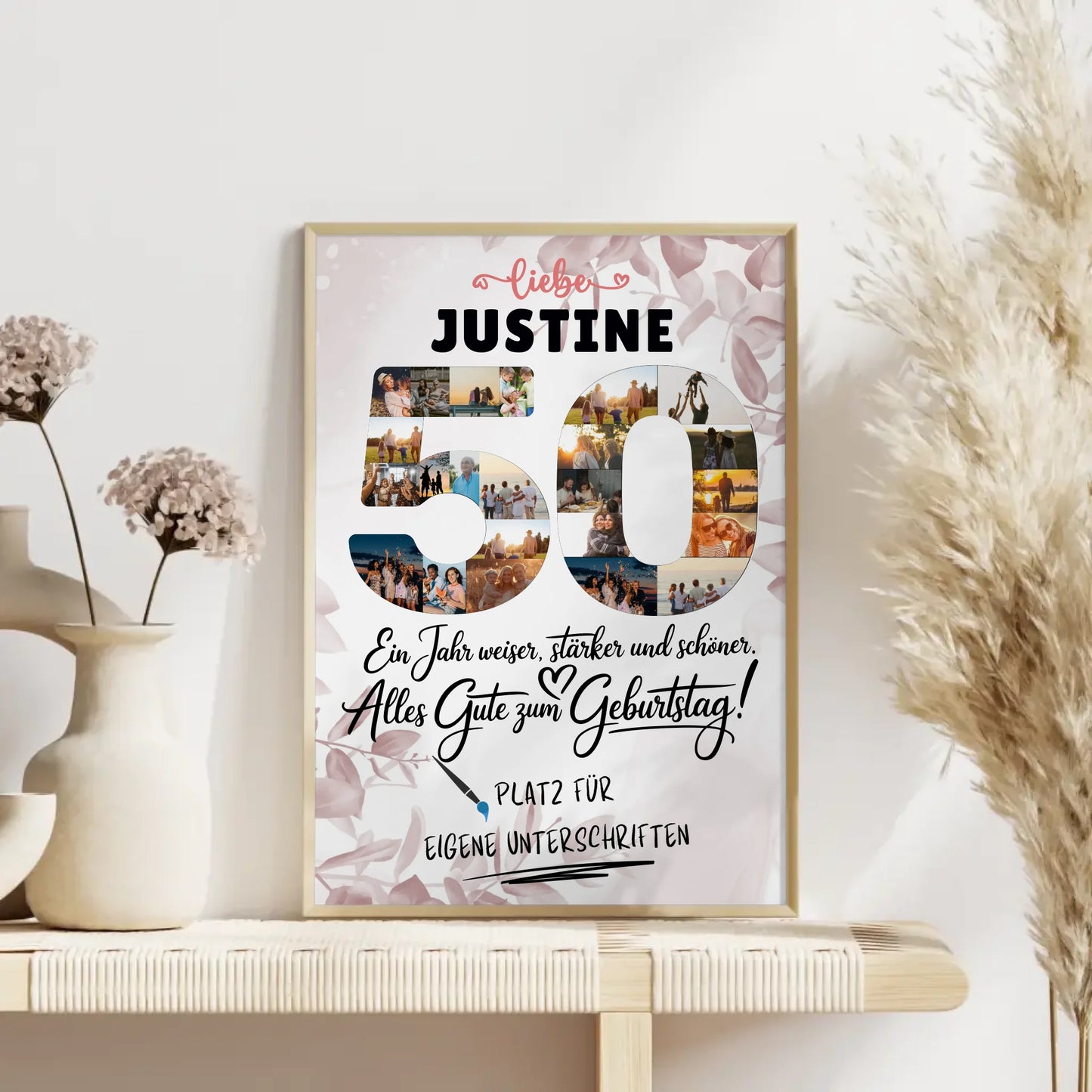 Personalisiertes Poster mit Unterschriften 50 Geburtstag Fotos Namen