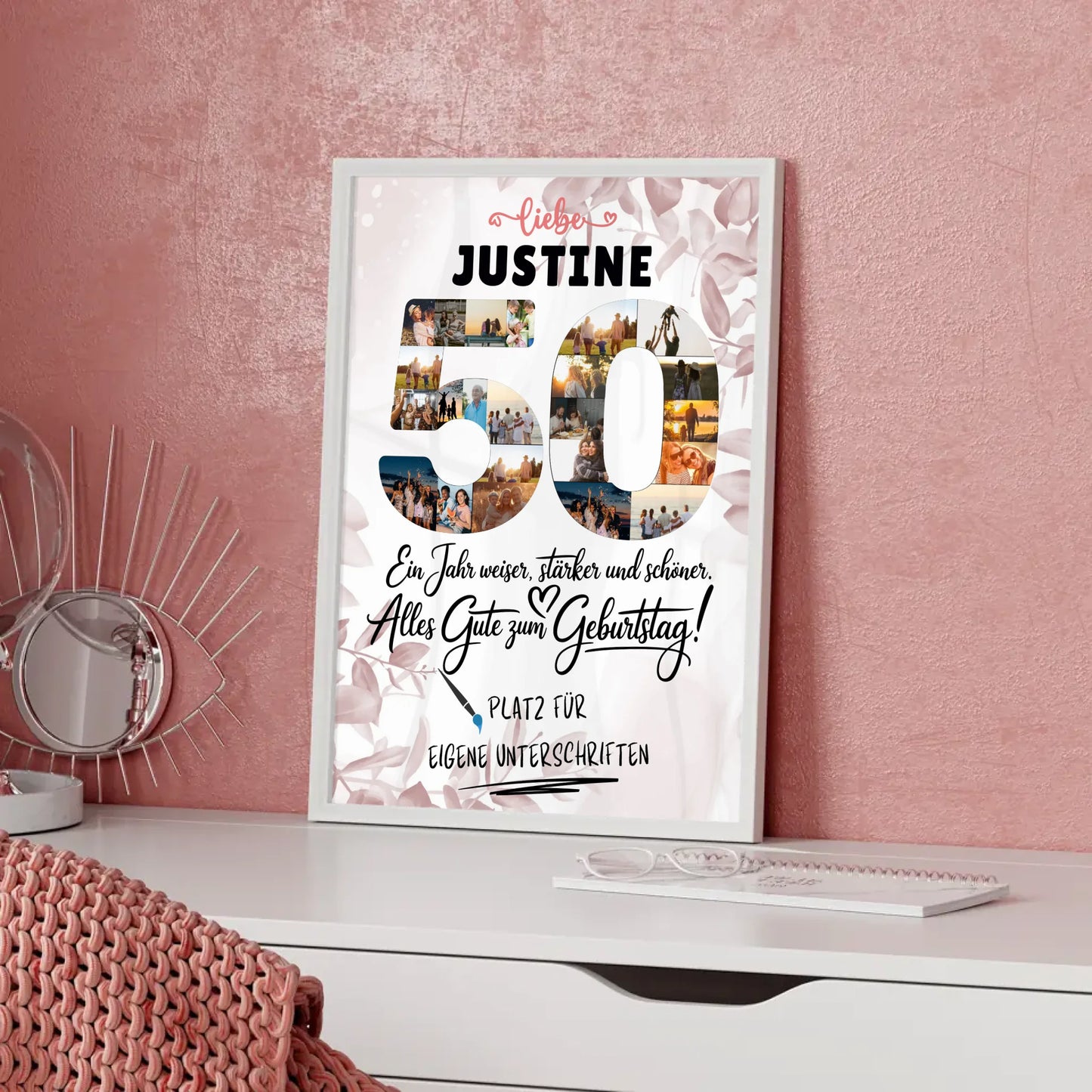 Personalisiertes Poster mit Unterschriften 50 Geburtstag Fotos Namen