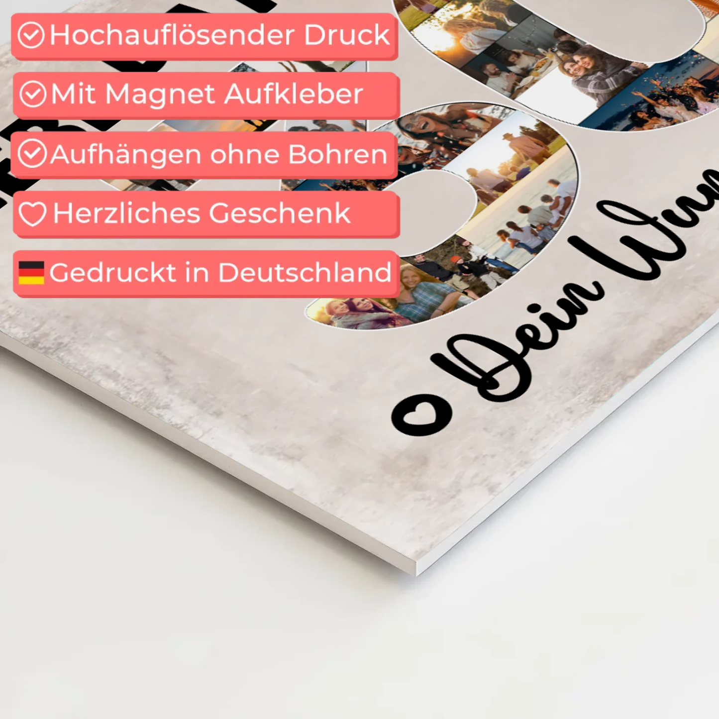 Magnetisches Fotoboard mit Unterschriften 30 Geburtstag Patentante