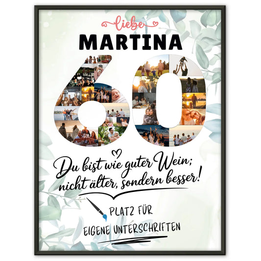 Personalisiertes Poster mit Unterschriften 60 Geburtstag Fotos Name