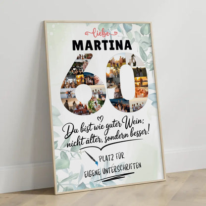 Personalisiertes Poster mit Unterschriften 60 Geburtstag Fotos Name