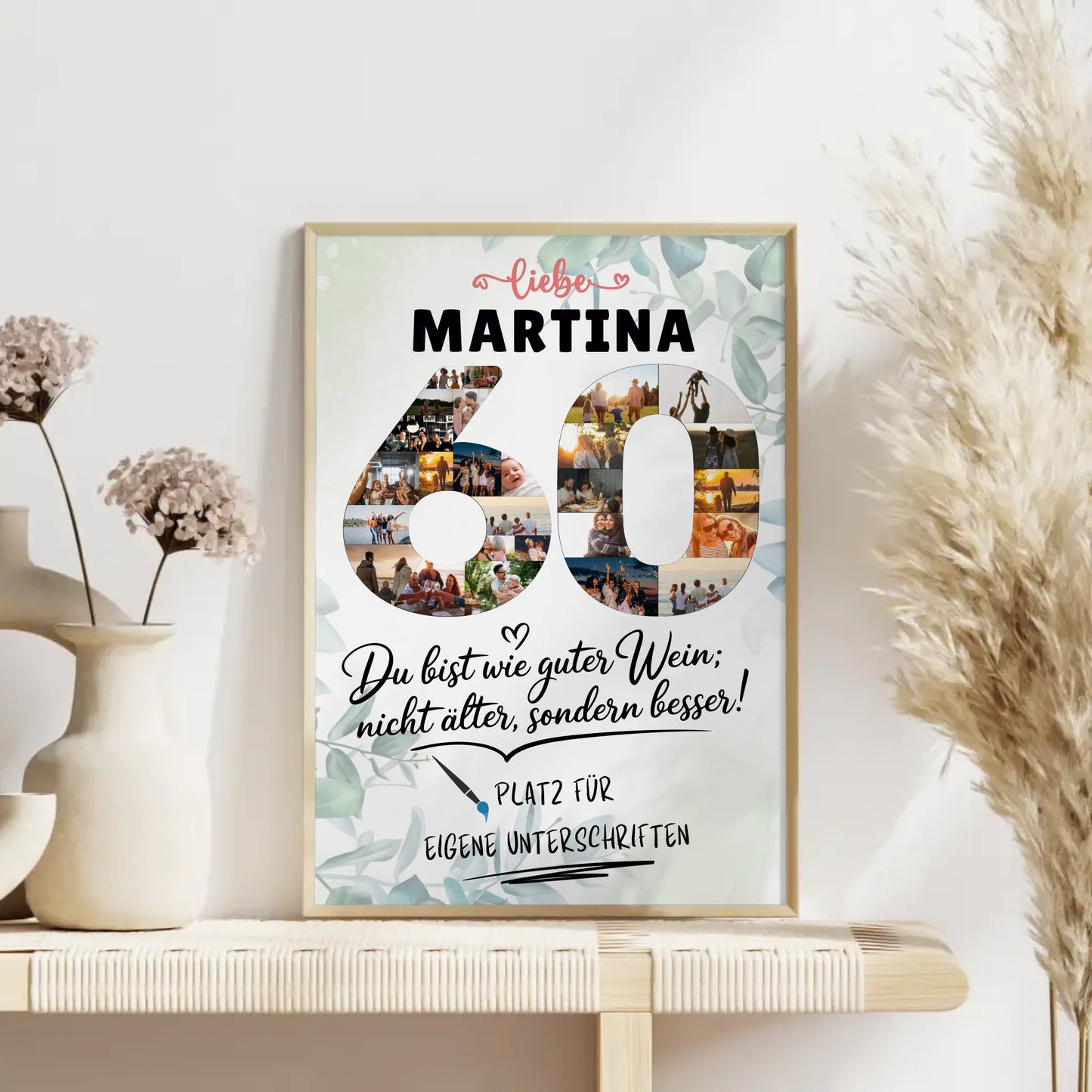 Personalisiertes Poster mit Unterschriften 60 Geburtstag Fotos Name