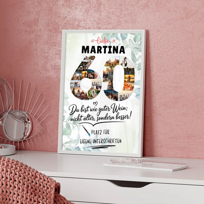 Personalisiertes Poster mit Unterschriften 60 Geburtstag Fotos Name