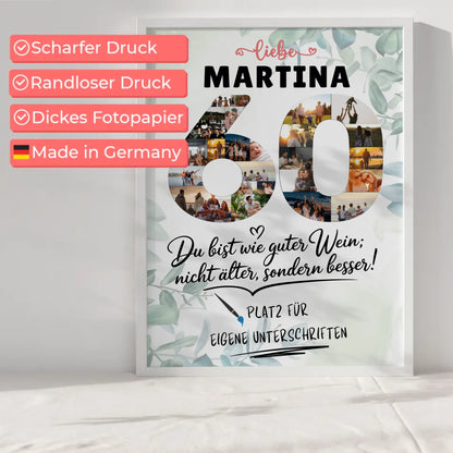 Personalisiertes Poster mit Unterschriften 60 Geburtstag Fotos Name