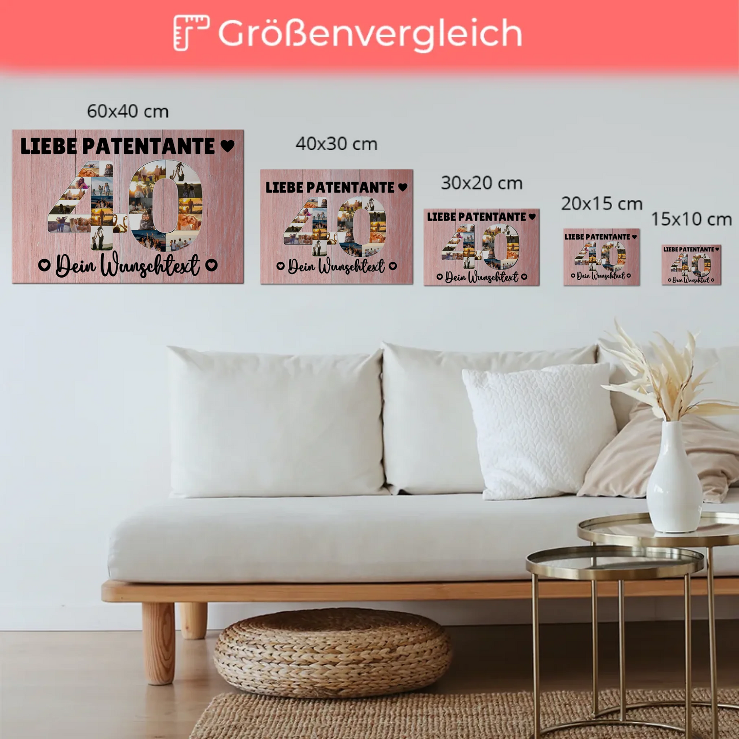 Magnet Poster mit Wunschtext 40 Geburtstag Patentante