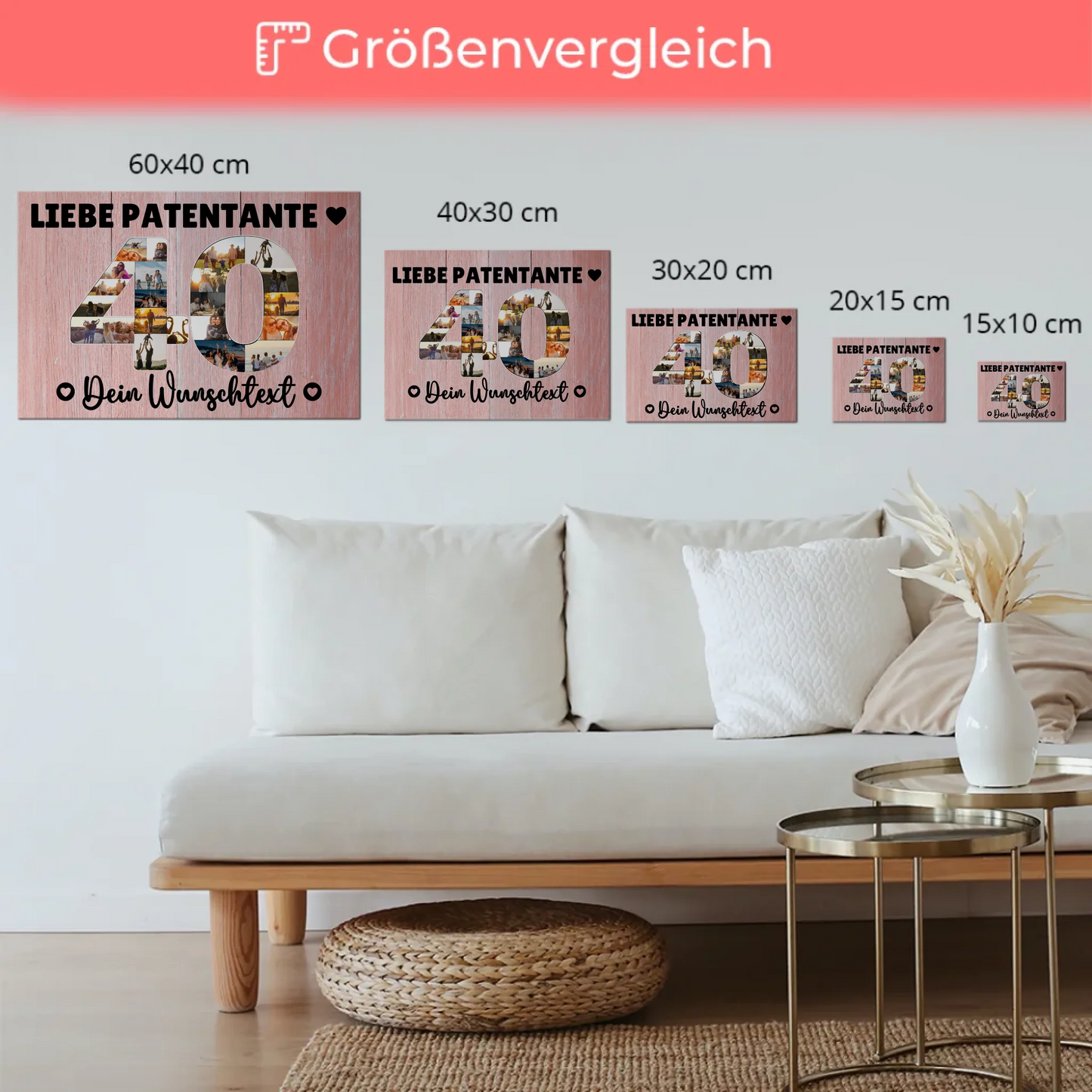 Magnet Poster mit Wunschtext 40 Geburtstag Patentante