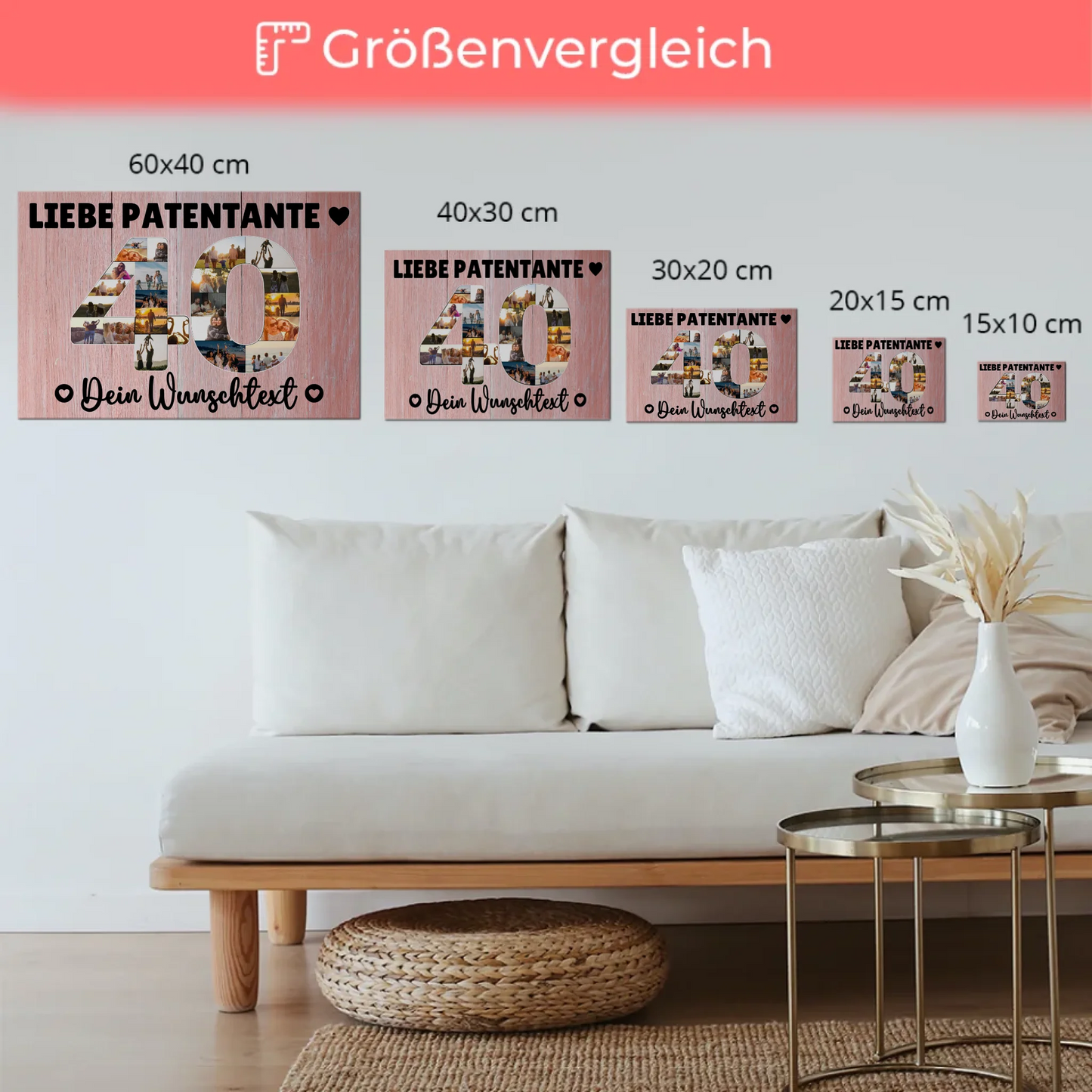 Magnet Poster mit Wunschtext 40 Geburtstag Patentante