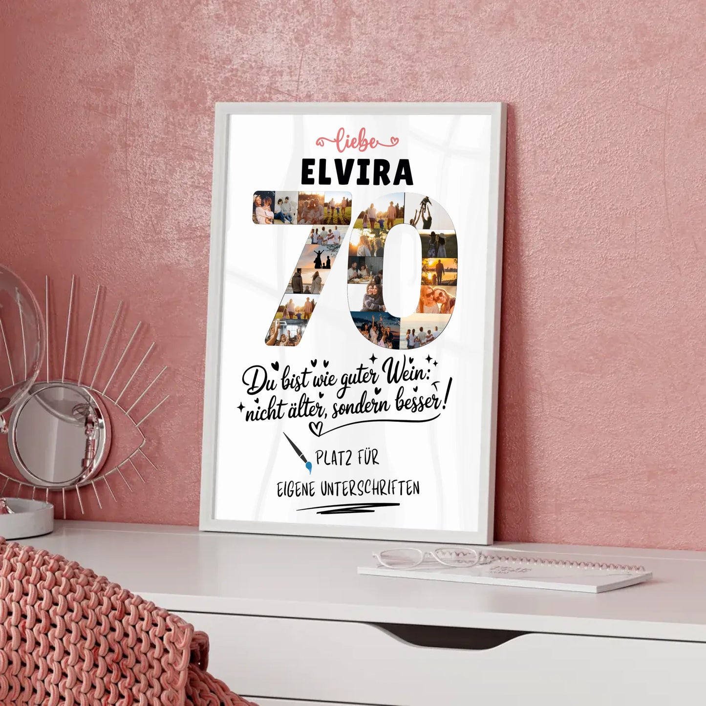 Personalisiertes Poster mit Unterschriften 70 Geburtstag Fotos Wunsch Name