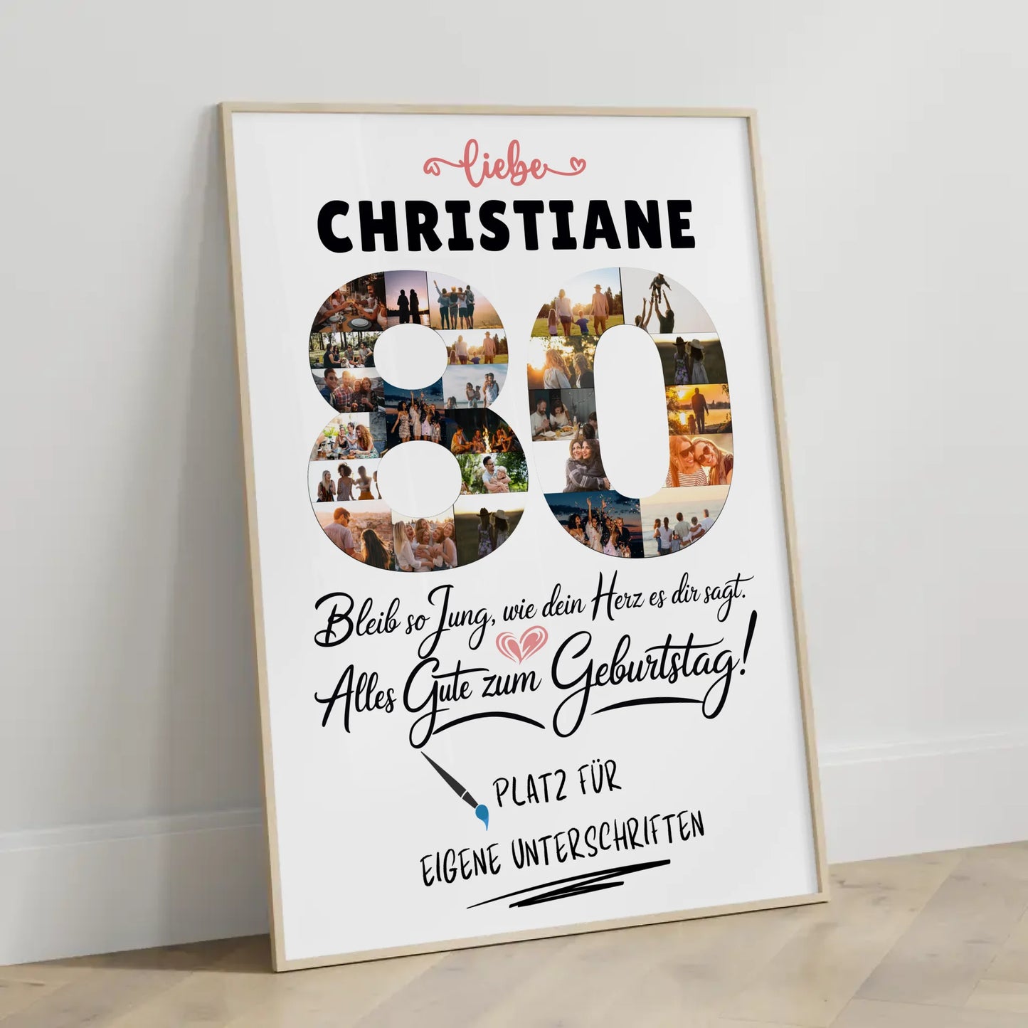 Personalisiertes Poster mit Unterschriften 80 Geburtstag Fotos Name
