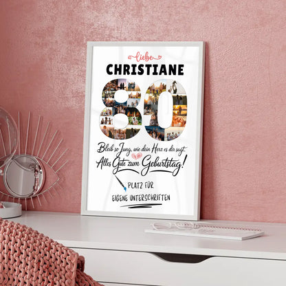 Personalisiertes Poster mit Unterschriften 80 Geburtstag Fotos Name