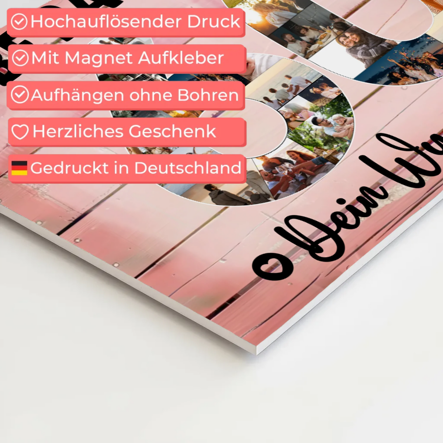 Magnetisches Fotoboard Poster mit Wunschtext 60 Geburtstag Patentante