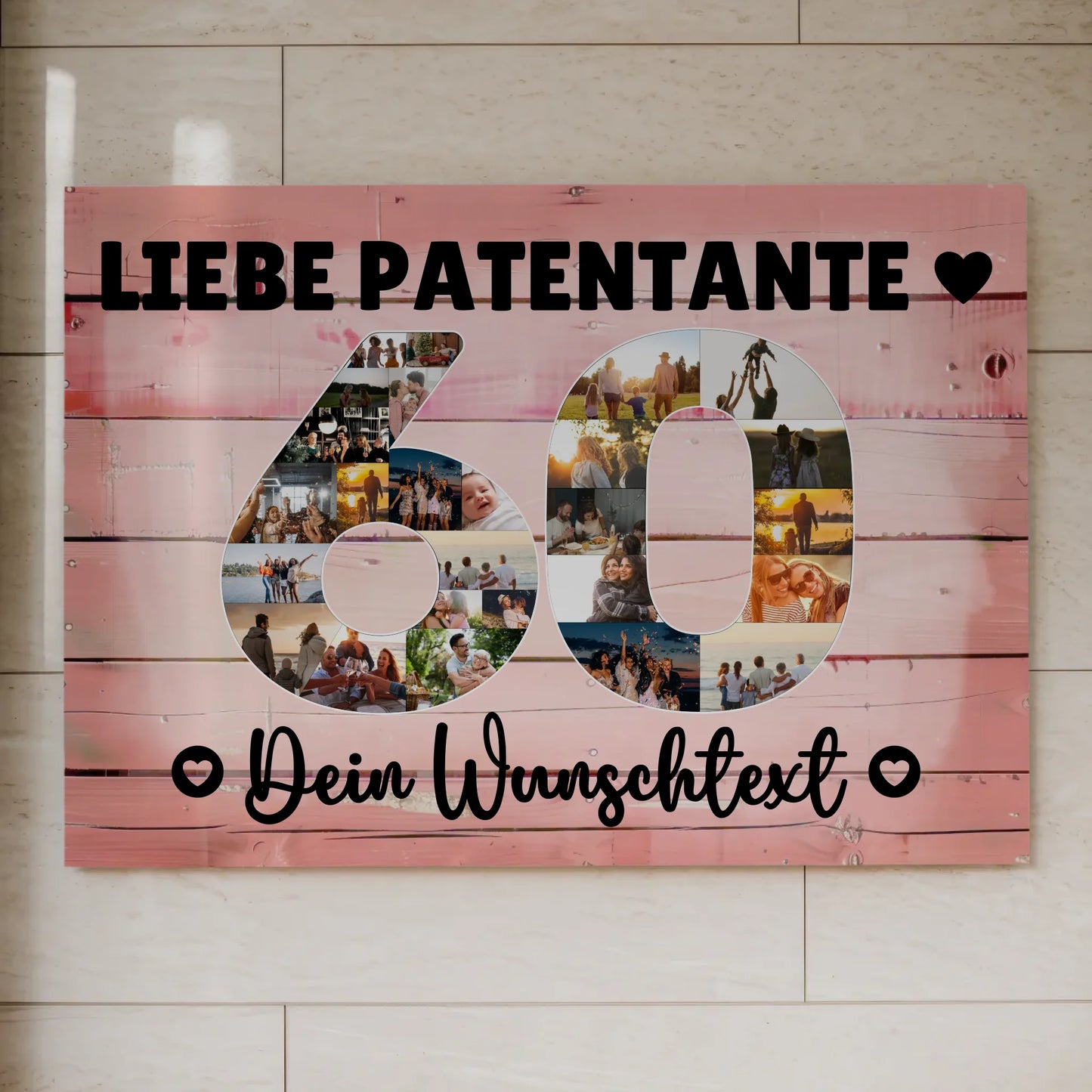 Magnetisches Fotoboard Poster mit Wunschtext 60 Geburtstag Patentante