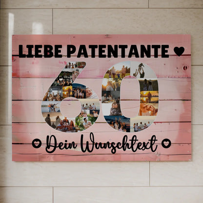 Magnetisches Fotoboard Poster mit Wunschtext 60 Geburtstag Patentante