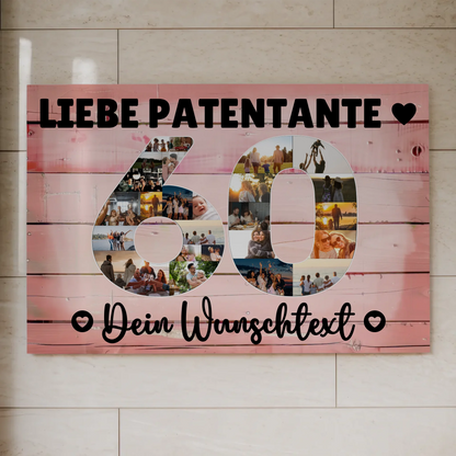 Magnetisches Fotoboard Poster mit Wunschtext 60 Geburtstag Patentante