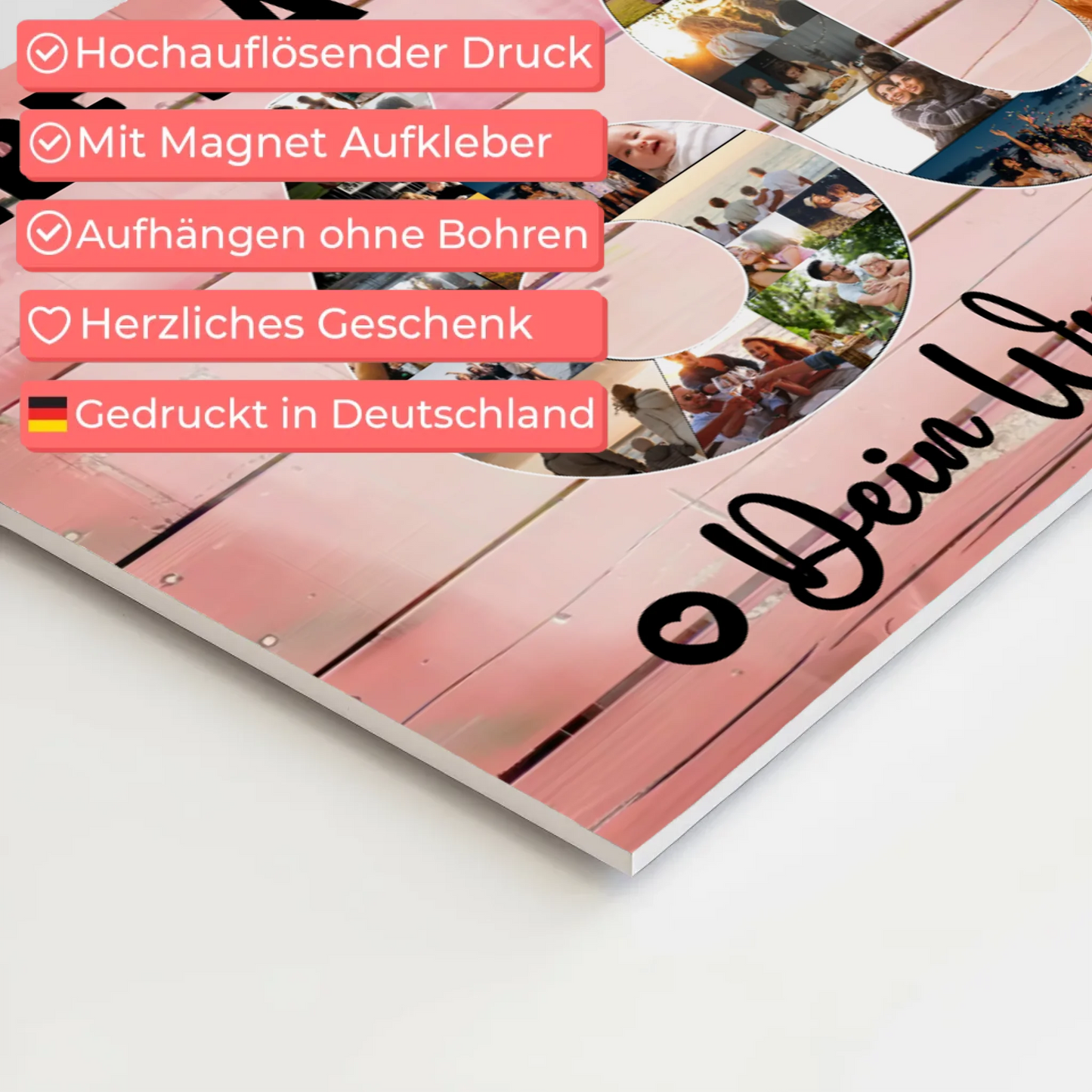 Magnetisches Fotoboard Poster mit Wunschtext 60 Geburtstag Patentante