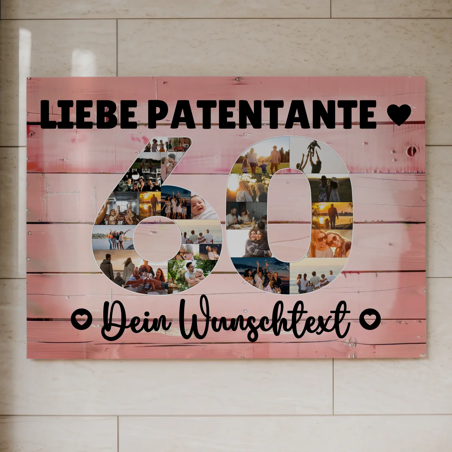 Magnetisches Fotoboard Poster mit Wunschtext 60 Geburtstag Patentante