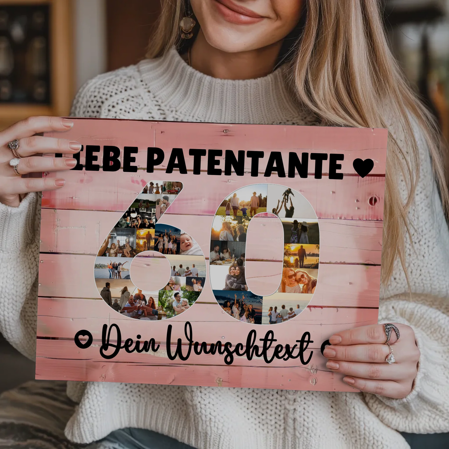 Magnetisches Fotoboard Poster mit Wunschtext 60 Geburtstag Patentante