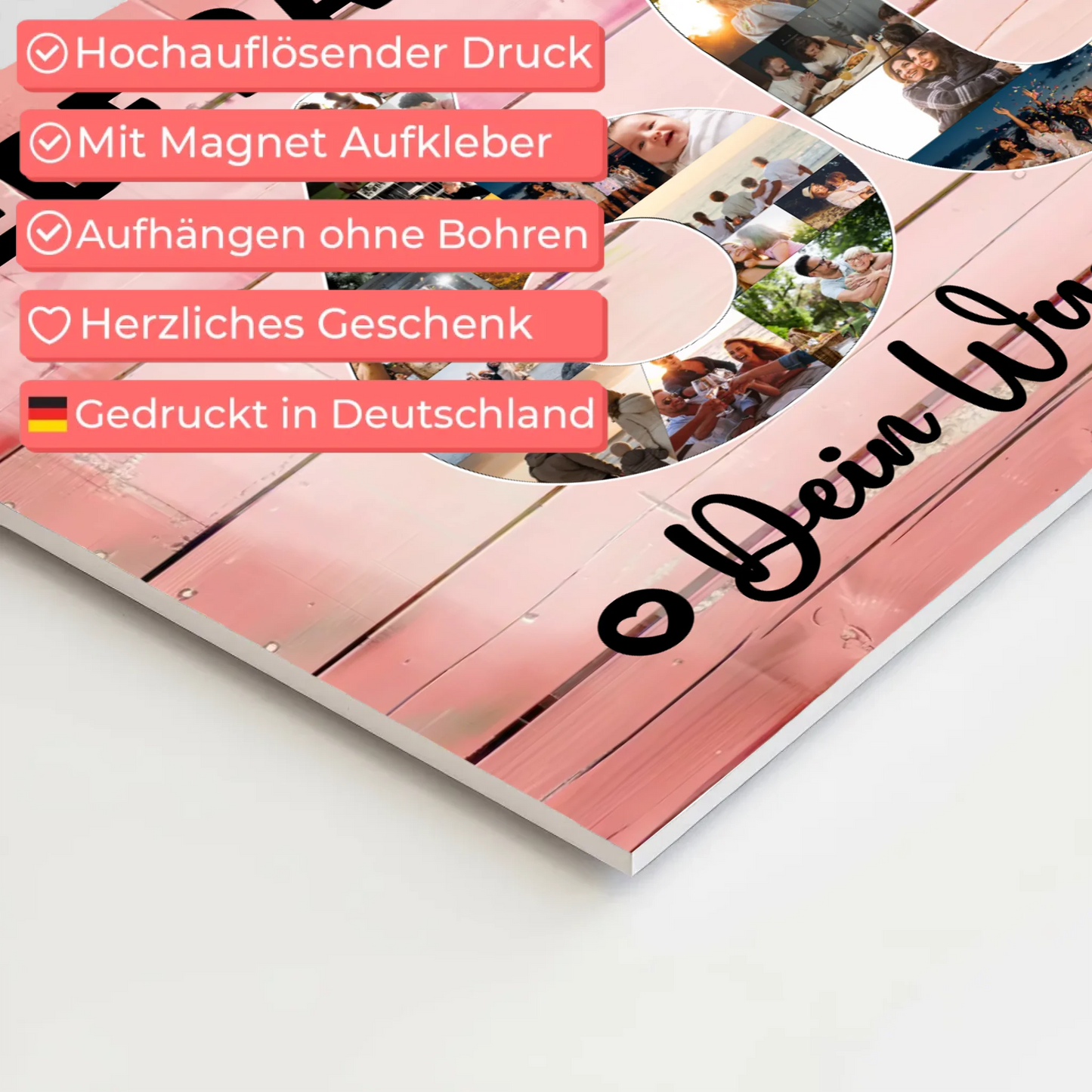 Magnetisches Fotoboard Poster mit Wunschtext 60 Geburtstag Patentante