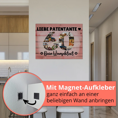 Magnetisches Fotoboard Poster mit Wunschtext 60 Geburtstag Patentante