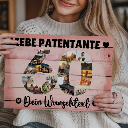Magnetisches Fotoboard Poster mit Wunschtext 60 Geburtstag Patentante