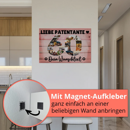 Magnetisches Fotoboard Poster mit Wunschtext 60 Geburtstag Patentante