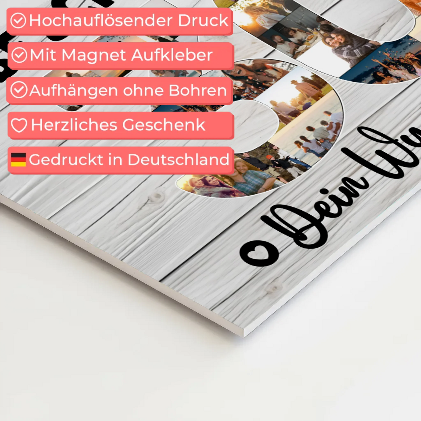 Fotoboard Magnet Poster mit Unterschriften 30 Geburtstag