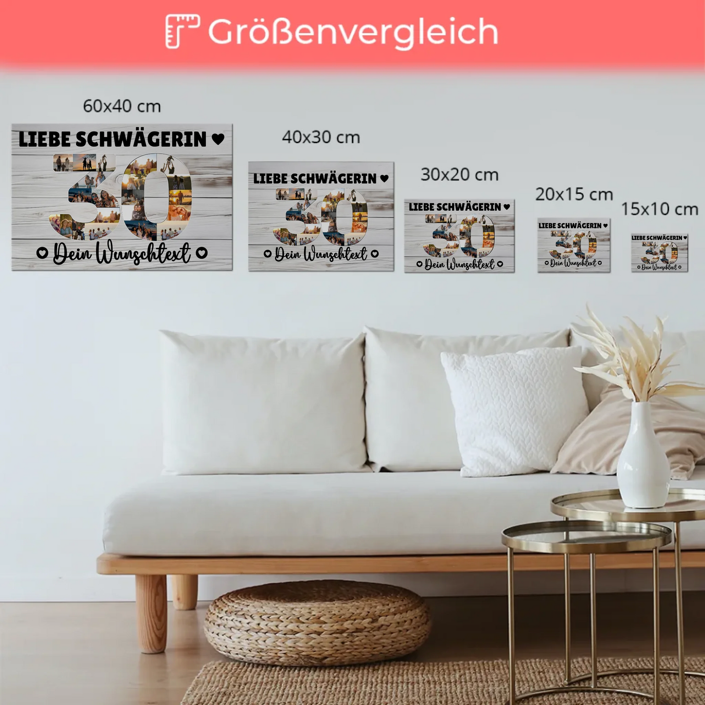 Fotoboard Magnet Poster mit Unterschriften 30 Geburtstag
