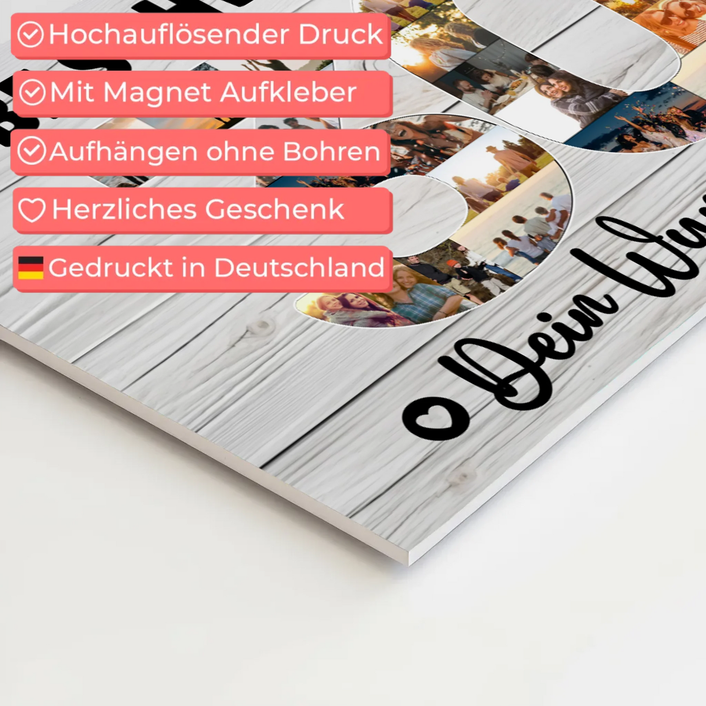 Fotoboard Magnet Poster mit Unterschriften 30 Geburtstag