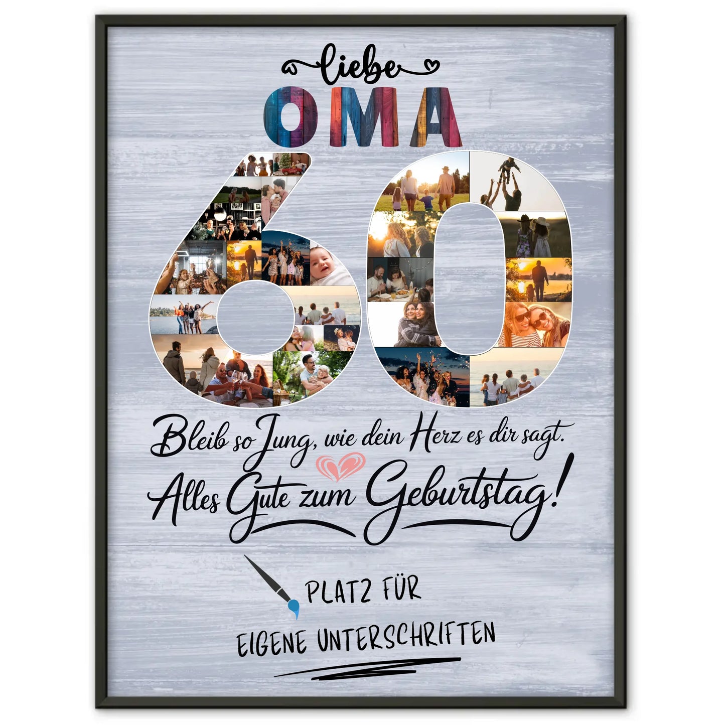 Personalisiertes Poster mit Unterschriften Oma 60 Geburtstag Fotos
