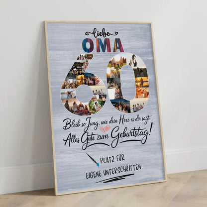 Personalisiertes Poster mit Unterschriften Oma 60 Geburtstag Fotos