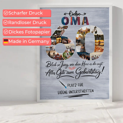 Personalisiertes Poster mit Unterschriften Oma 60 Geburtstag Fotos