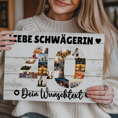 Fotoboard Poster magnetisch mit Wunschtext 40 Geburtstag Schwägerin