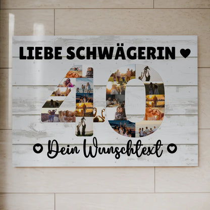 Fotoboard Poster magnetisch mit Wunschtext 40 Geburtstag Schwägerin