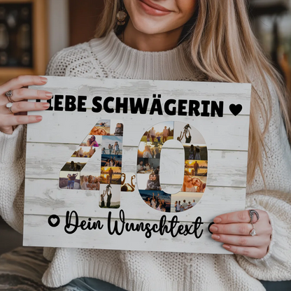 Fotoboard Poster magnetisch mit Wunschtext 40 Geburtstag Schwägerin