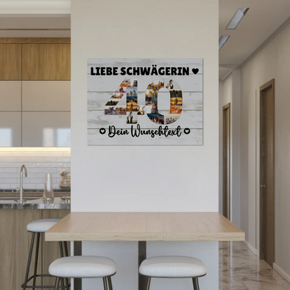 Fotoboard Poster magnetisch mit Wunschtext 40 Geburtstag Schwägerin