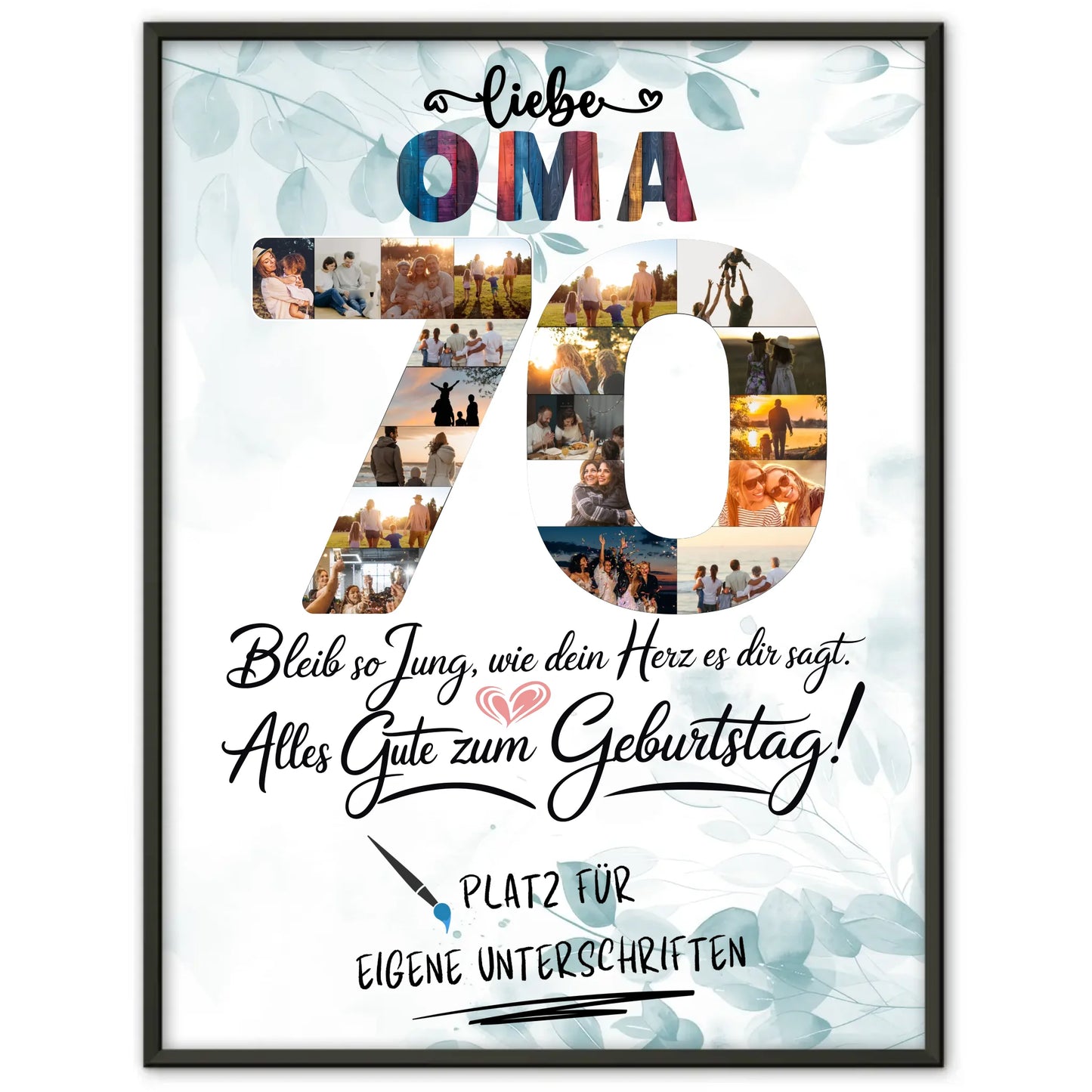Personalisiertes Poster mit Unterschriften Oma 70 Geburtstag Fotos