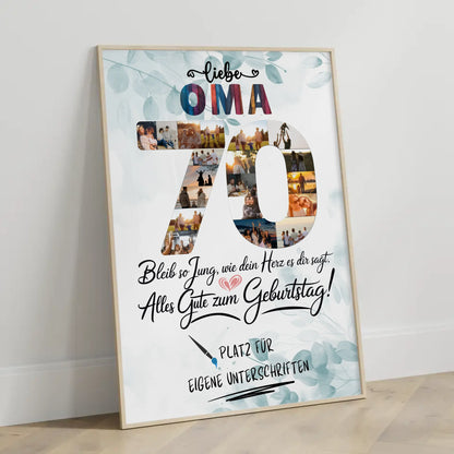 Personalisiertes Poster mit Unterschriften Oma 70 Geburtstag Fotos