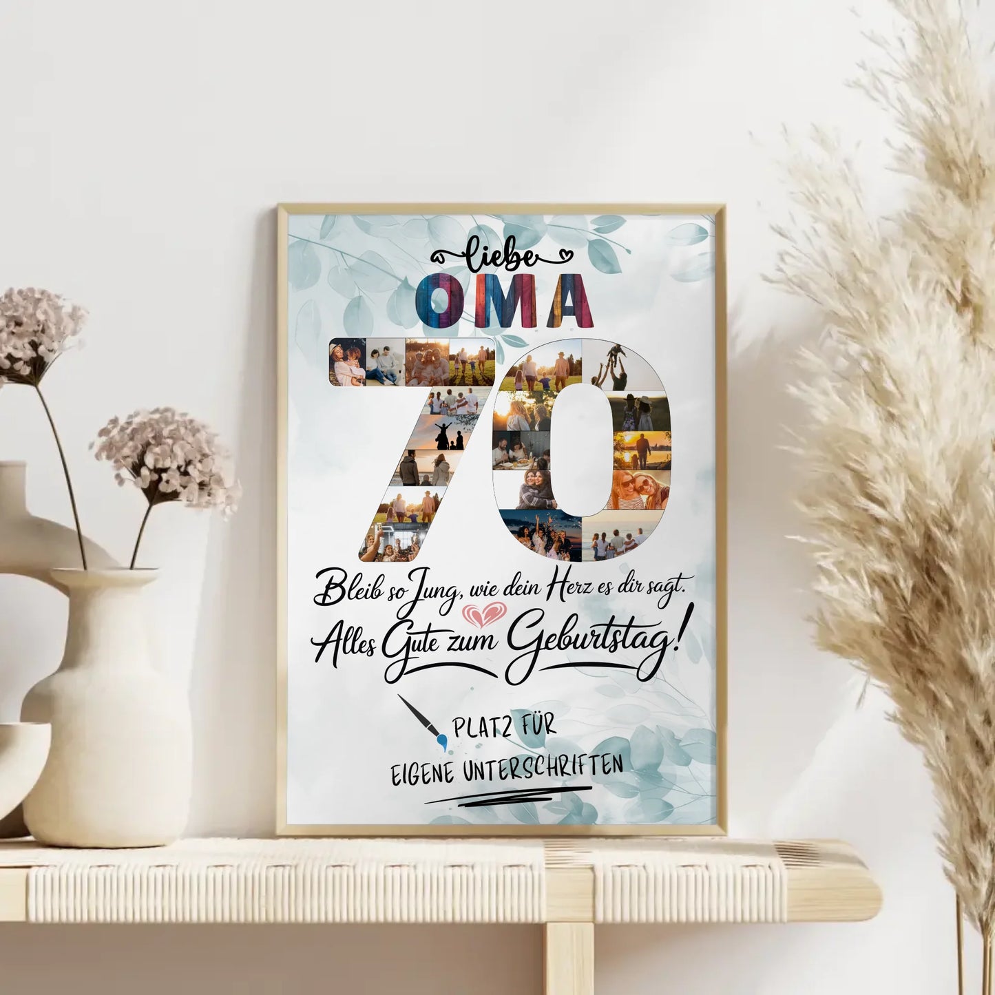 Personalisiertes Poster mit Unterschriften Oma 70 Geburtstag Fotos