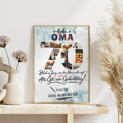 Personalisiertes Poster mit Unterschriften Oma 70 Geburtstag Fotos