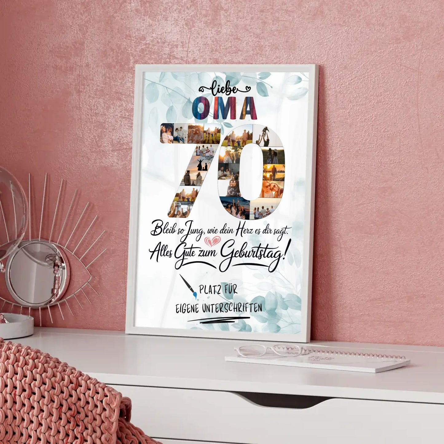 Personalisiertes Poster mit Unterschriften Oma 70 Geburtstag Fotos