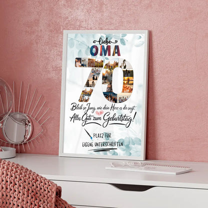 Personalisiertes Poster mit Unterschriften Oma 70 Geburtstag Fotos
