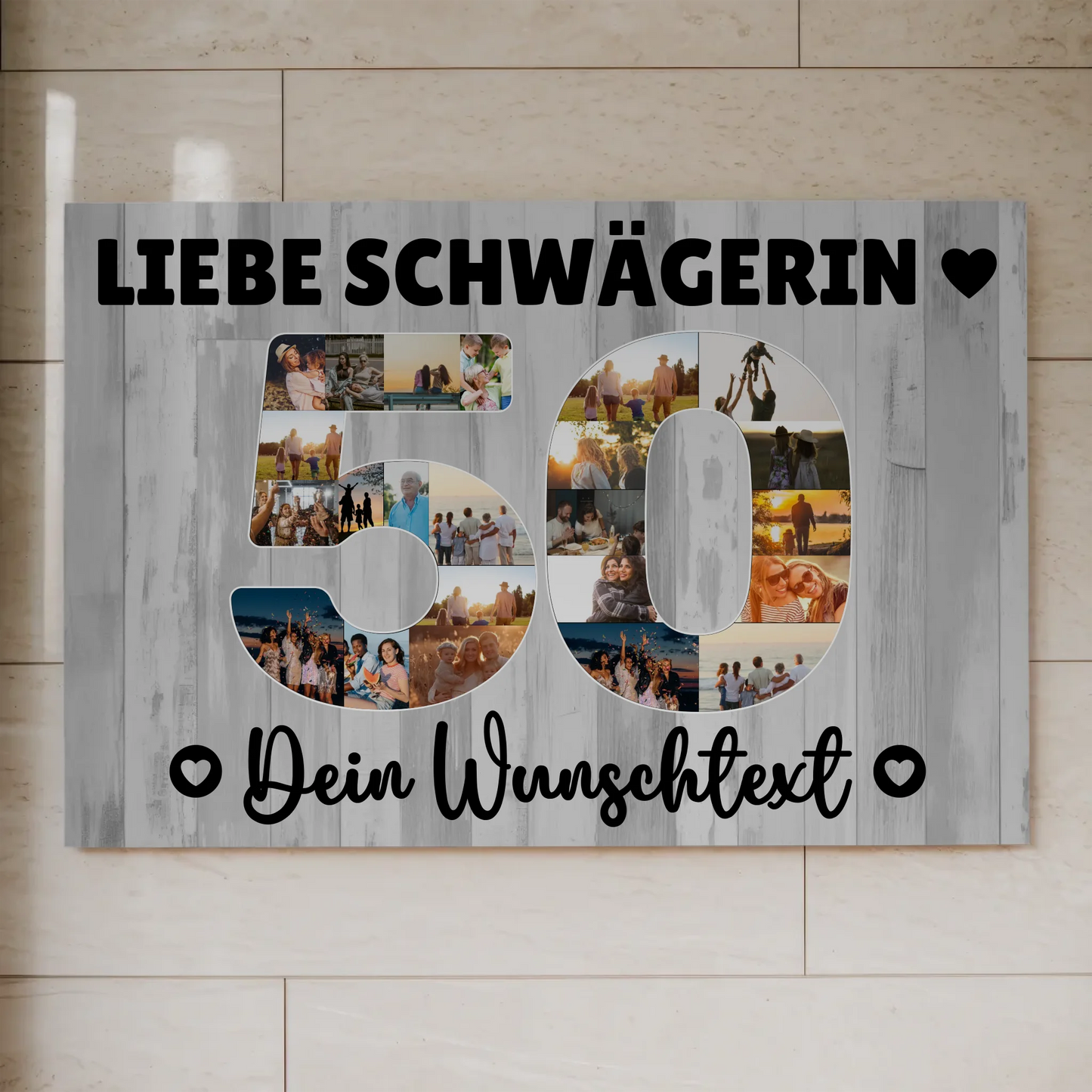 Magnetisches Fotoboard mit Unterschriften 50 Geburtstag Schwägerin