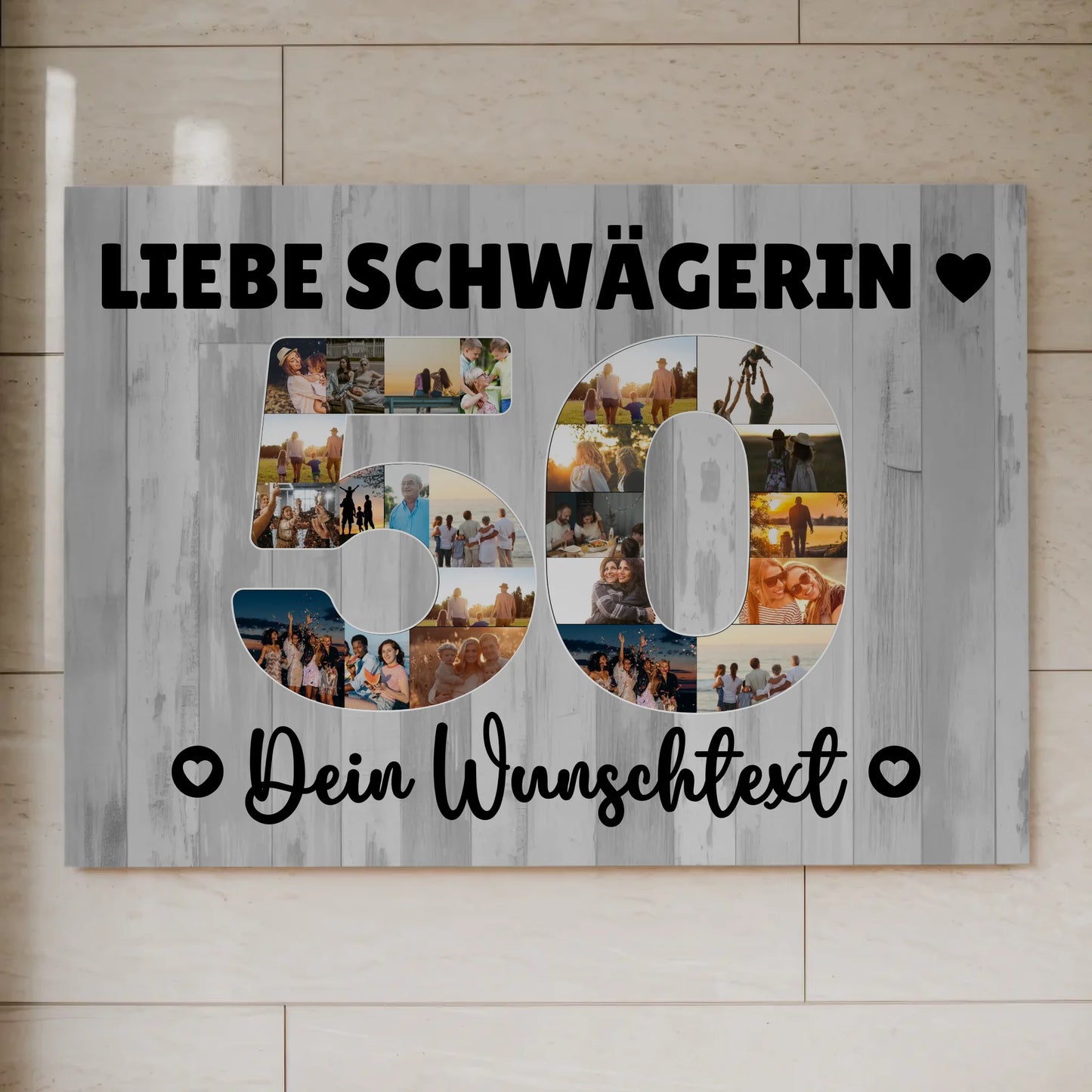 Magnetisches Fotoboard mit Unterschriften 50 Geburtstag Schwägerin