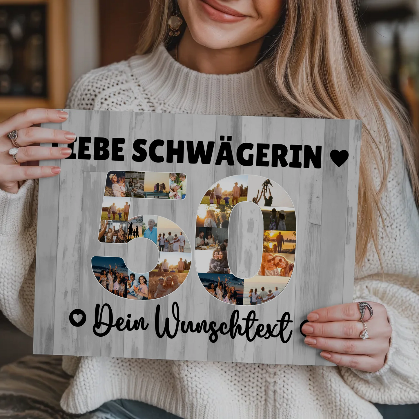 Magnetisches Fotoboard mit Unterschriften 50 Geburtstag Schwägerin