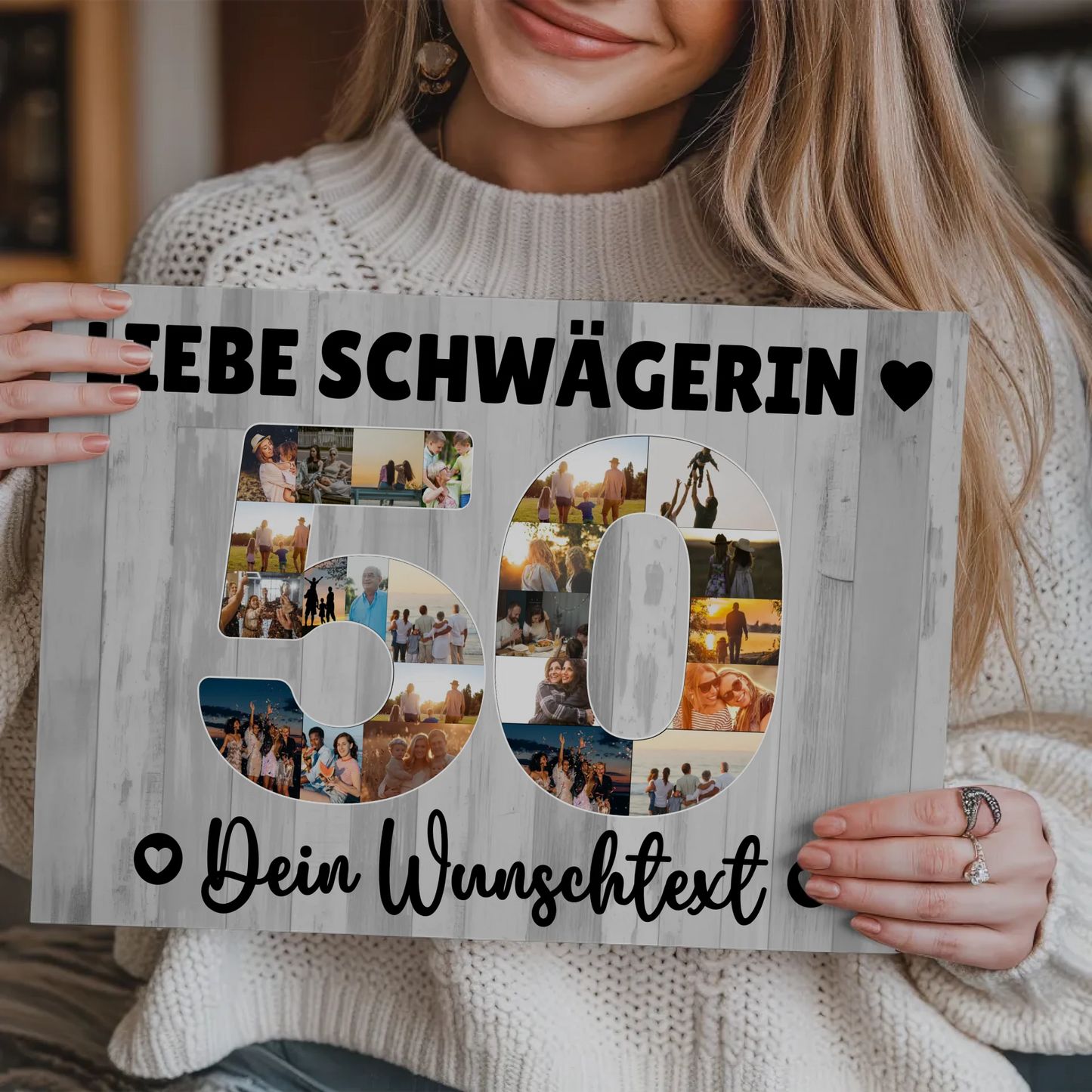 Magnetisches Fotoboard mit Unterschriften 50 Geburtstag Schwägerin