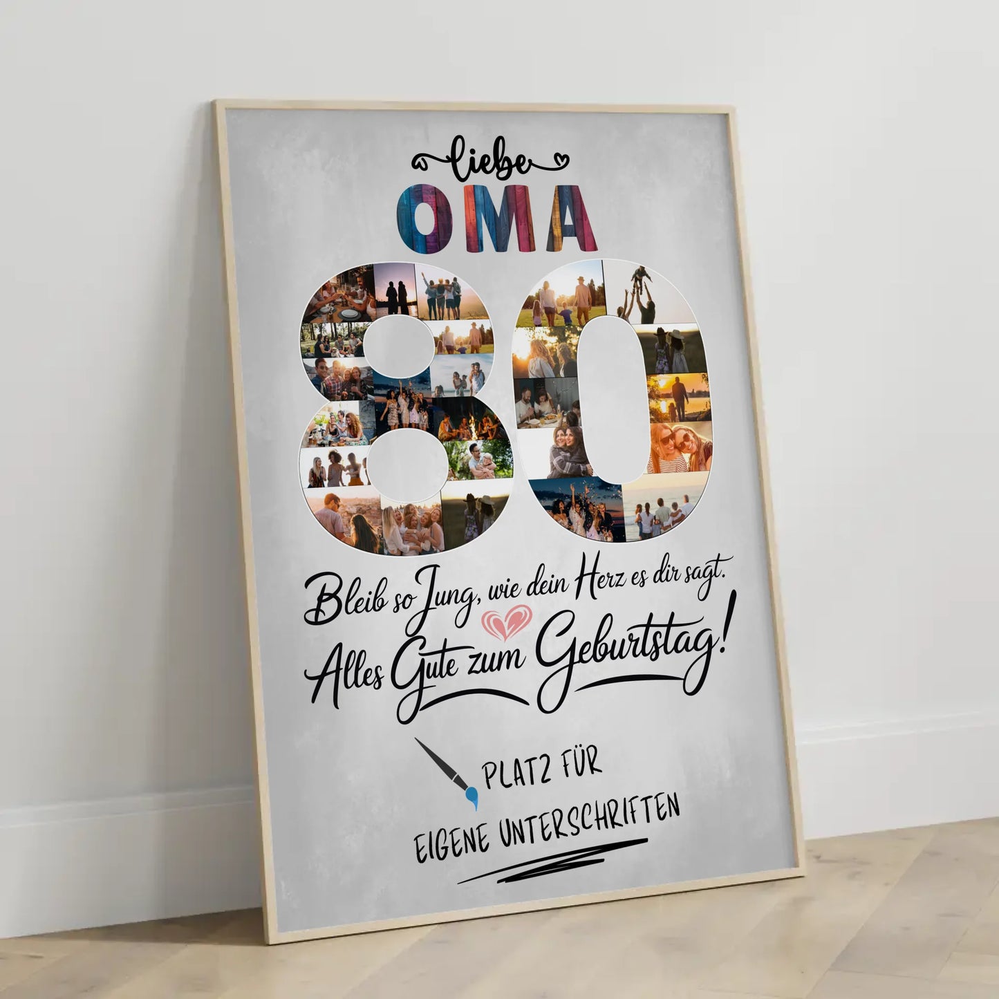 Personalisiertes Poster Oma 80 Geburtstag mit Unterschriften Fotos