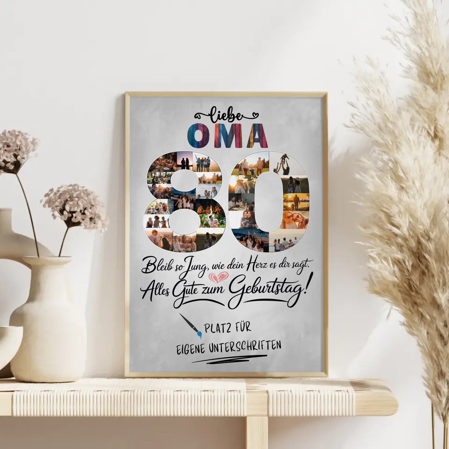 Personalisiertes Poster Oma 80 Geburtstag mit Unterschriften Fotos