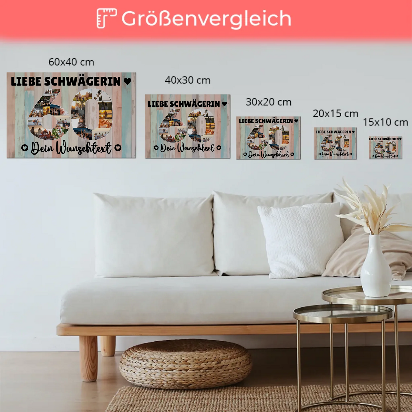 Magnet Poster mit Wunschtext 60 Geburtstag Schwägerin