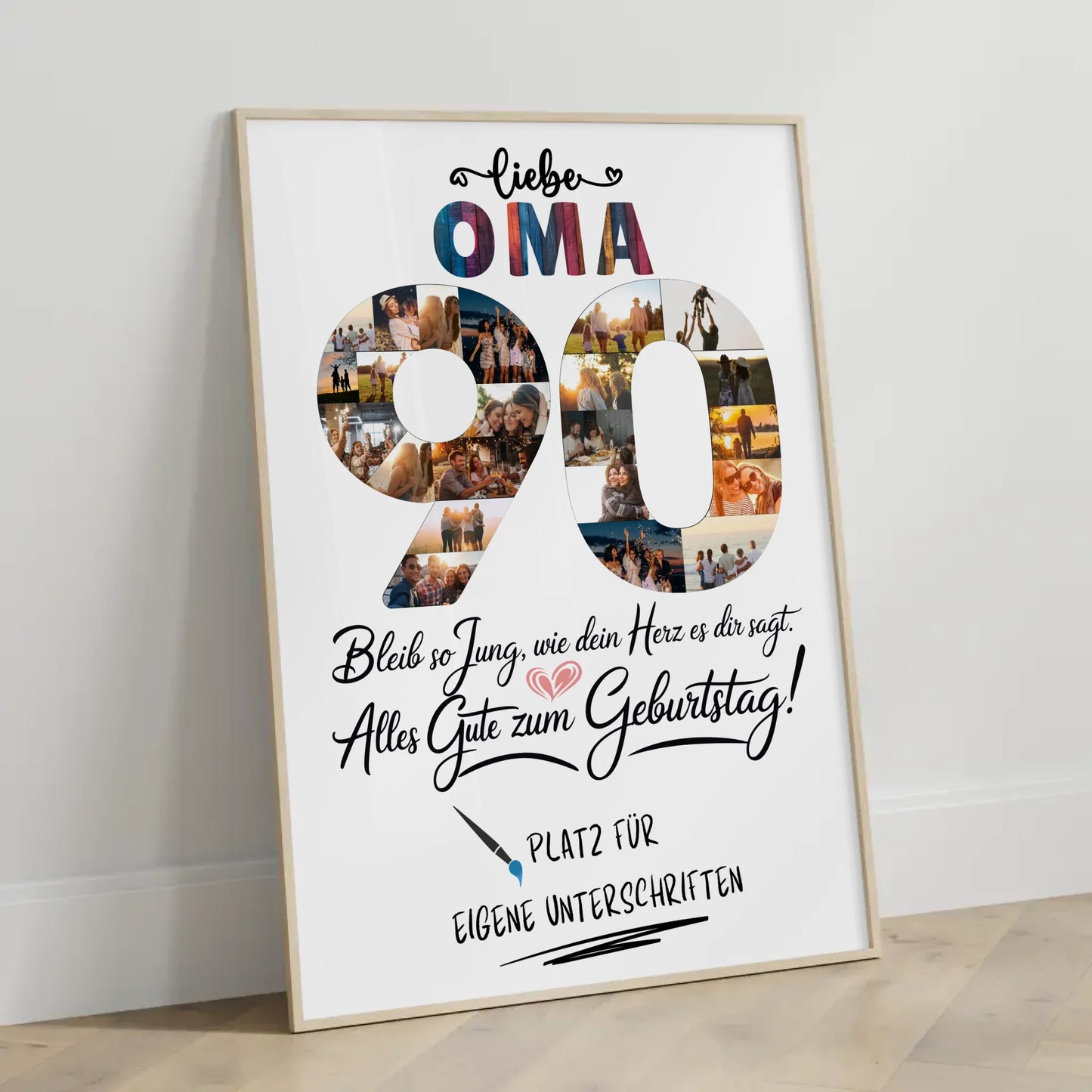 Personalisiertes Poster mit Unterschriften für Oma 90 Geburtstag Fotos