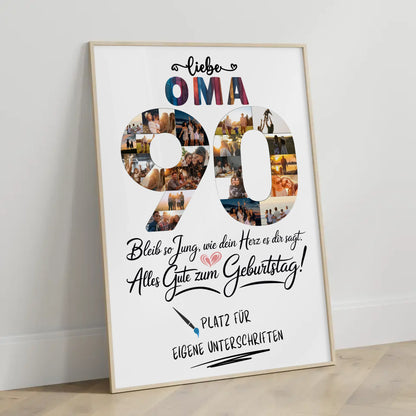Personalisiertes Poster mit Unterschriften für Oma 90 Geburtstag Fotos